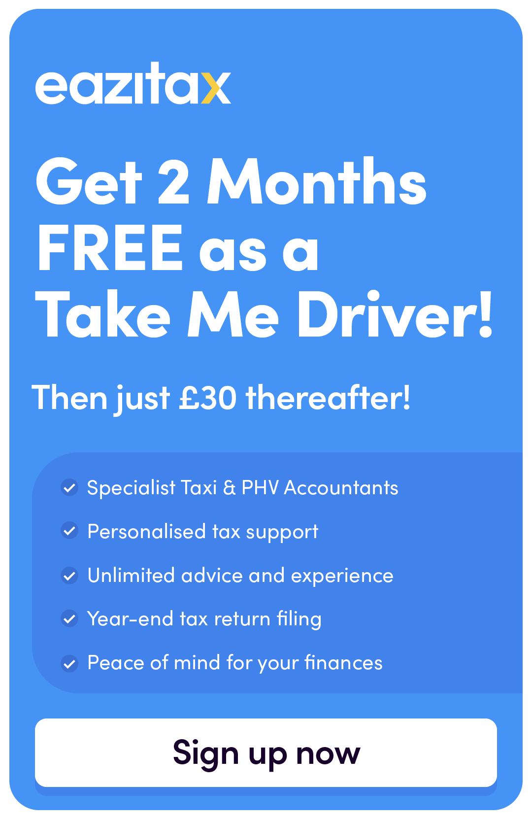 Get 2 Months Free as a Take Me Driver